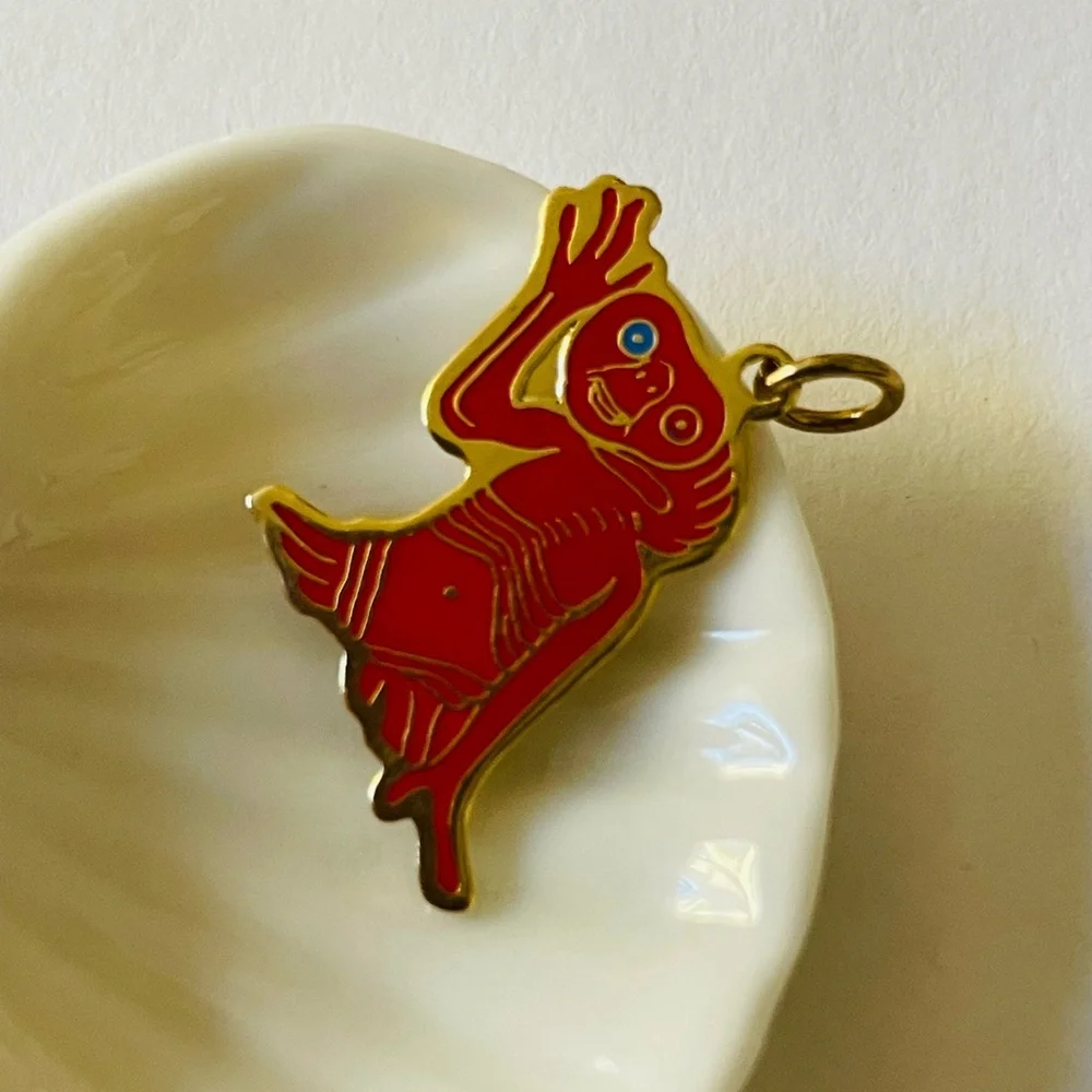Red Enamel ET Charm or pendant  - vintage NOS